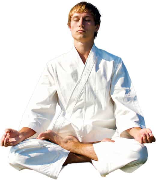Martial Arts Lessons for Adults in Katy TX - Young Man Thinking and Meditating in White